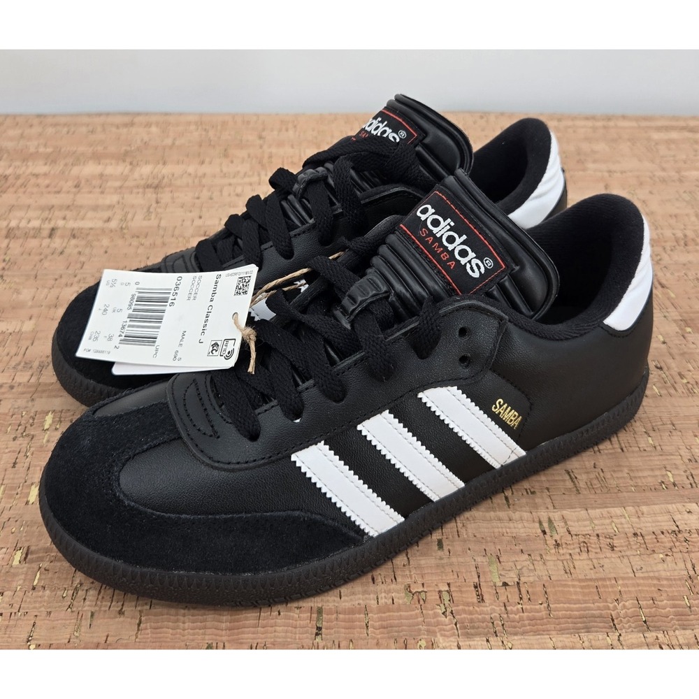 Adidas Samba Classic J Mens 5.5 Womens 6.5 Low-Top Blk Leather & Suede Lace-Up